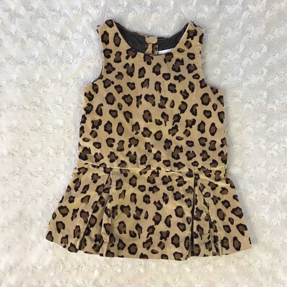 Crazy 8 Leopard Print Dress Pleats 6-12 Months Tan